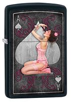 Zippo Lighter: Sexy Pin-Up Girl, Ace of Spades - Black Matte 79557
