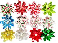 HipGirl Christmas Bows for Gifts, Gift Pull Bows - Red,Green,Gold,Silver Holiday Bows,Ribbon Bows to Match Christmas Wrapping Ribbon,Party Favors (8pc Ribbon Flower 2.5" Christmas Gift Bows)