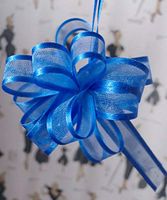 POSHNPRETTY 4" Arabesque Sheer Ribbon w/Satin Edge Pull Bow 18 Loops by 5/8" - Packs of 12 (Royal Blue)