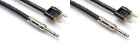 pair (2) Hosa 15' Foot 1/4" TS To Banana 16 Gauge Speaker Cable Wire