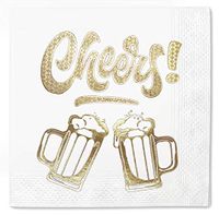 Cheers Jars Pack 100 Napkins Gold Foil Cocktail