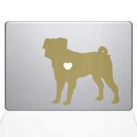 The Decal Guru I Love My Pug Decal Vinyl Sticker, 12" MacBook, Gold (1487-MAC-12M-G)
