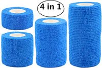 Self-Adherent Cohesive Bandage - Medical Wrap - 4 Rolls 1”, 2", 3”, 4” Wide x 5 Yards Sports Tape for Sports, Wrist, Ankle, First Aid and Helps Protect Skin (Blue)
