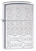 Zippo USMC Engraved High Polish Chrome Pocket Lighter