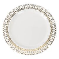 Exquisite 40-Pack Gold Ovals Design Plastic Plates (20-dinner 20-dessert) Set Premium Heavyweight Plastic Wedding Plates"Looks Like China"