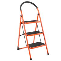 Luisladders Folding 3 Step Ladder Portable Space Saving Lightweight Ladders with Sturdy Steel and Anti-Slip Wide Pedal, Multi-Use for Household, Market, Office (330 Lb)
