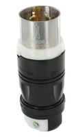 Leviton 3765C 50Amp, 250V DC/600V AC, Non-NEMA, 3P, 4W, Black & White Locking Plug, Industrial Grade, Grounding - Black-White