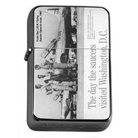 Silver Flip Top Oil Lighter Vintage Poster D-188 The Day The Saucers Visited Washington D.C.