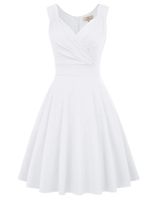 Women's 50s Style Vintage Cocktail Dress Knee Length Size S White CL698-7