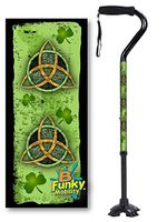 Adjustable Walking Cane Foam Handle Quad Footed Four Pointed Cane Tip Irish Triquetra Design