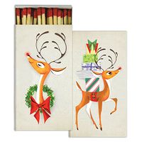 HomArt Large Decorative Candle and Fireplace Wood Matches | Holiday Rudolph | Set of 6