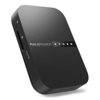 RAVPower FileHub, Travel Router AC750, Wireless SD Card Reader, Connect Portable SSD Hard Drive to iPhone iPad Tablet Smart Phone Laptop for Photo Backup, Data Transfer, Portable NAS, 6700mAh Battery