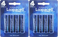 Loopacell AA Ni-MH 2700mAh Rechargeable Batteries (Pack of 8)