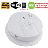 SecureGuard 90 Day Battery Powered 1080P WiFi Smoke Detector Fire Alarm Spy Camera (90 Day Battery, 32GB SD)