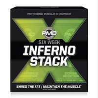 PMD Sports Six Week Inferno Stack - Maximum Strength Fat Burner and CLA Omega Fatty Acid to Lose Fat Fast and Increase Muscle Tone - Arsenal X Inferno/120 Liquid Gels, Omega Cuts Elite/180 Softgels
