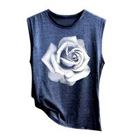 Fanteecy Womens Summer Sleeveless Tank Tops Dreamcatcher Print Vest Tee Casual Crop Top Crew Neck Blouse (XL, Blue Rose)
