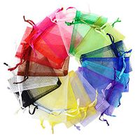BZCTAH 100 Pcs 13 x 18cm Drawstring Organza Gift Bags Candy Pouch, Wedding Party Christmas Favor Bags Jewelry Pouches Wrap, Random Color Mixing