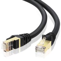Network Cable 100FT/30M Outdoor CAT 7 Ethernet Cable,Cat7 Gigabit Cord Patch Cable RJ45 Gold Plated Lead Waterproof Ethernet Cable Direct Burial Network Cable(Round Black)
