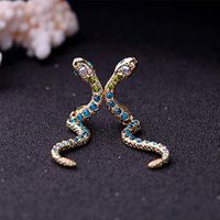 1set Accessories Fashion Cute Jewelry Stud Earrings Crystal Snake Earrings Blue Good Fine Women Womens Cheap Novelty Pendant Girls Pretty Brides Comfortable