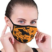 Yunshm Orange Halloween Mushrooms with Hat Face Mask Mouth Mask Dust Mask Cotton Face Masks Washable for Men Women Travel Customized