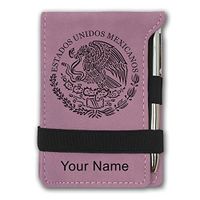 Mini Notepad, Flag of Mexico, Personalized Engraving Included (Pink)