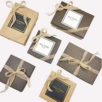 Jewelry Small Gift Box with Lid 7.8 * 5.3 * 2",12pack Cardboard Treat Boxes with Hemp and Wish Stickers for Bracelet,Necklace,Candy,Cookies, Party Favor Ornament Gift Boxes for Birthday and Wedding