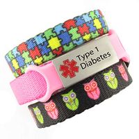 3 Bracelet Value Pack | Type 1 Diabetes, Medical Alert Bracelets | Choice of Fun Designs | Adjustable up to 6.5" Wrist Size | Medical ID Bracelets | Puzzle & Hoot