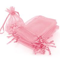 Akstore 100Pcs 2.8"x3.6"(7x9cm) Sheer Drawstring Organza Jewelry Pouches Wedding Party Christmas Favor Gift Bags (Pink)