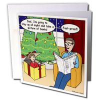 3dRose A Young Boys Efforts to See Santa on Christmas Eve - Greeting Cards, 6 x 6", Set of 6 (gc_3913_1)