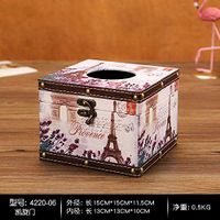 T-ZJHC Round Household roll Paper Tube Living Room Desktop Bathroom Tissue Box Waterproof Tray, Watermelon red Square - Arc de Triomphe