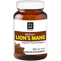 MyPure Lions Mane Organic Mushroom Supplement by Pure Essence - 100% Real Mushroom Extract for Immune System Support, Combat Stress, Build Energy - 60 Caps