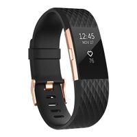 UMAXGET Compatible with Fitbit Charge 2 Bands, Soft Silicone Sport Adjustable Wristband Special Edition with Rose Gold Buckle for Men Women, Black, Small