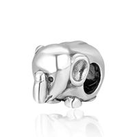 Adorable Sterling Silver Elephant Charm Good Luck Animal Bead for All Charm Bracelet Necklace Women Mom Birthday Valentines day Gifts Gift EC148
