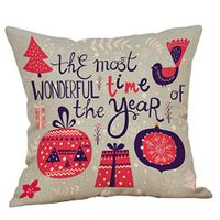 Indexshop Merry Christmas Tree Santa Series Cotton Linen Square Throw Pillow Case Decorative, with Invisible Zippers and Merry Christmas Series Patterns, 18 x 18 Inch (C)