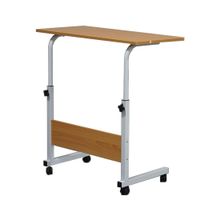 Azadx 31.4" Large Size Mobile Side Table, Adjustable Computer Stand with Baffle, Movable Laptop Desk with 4 Wheels, Portable Laptop Stand for Bed Sofa Reading Eating (Wood, 31.5'' x 15.75'')