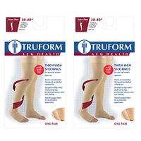 Truform Compression 30-40 mmHg Thigh High Open Toe Stockings Beige, Large, 2 Count