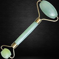 Jade Roller for Face Neck Beauty,100% Hand Made Natural Premium Jade Stone Rollers,Great Anti Aging Tools for Facial Skin Rejuvenation and Slimming Massage,Double Smooth Rollers.(English E-Manual)