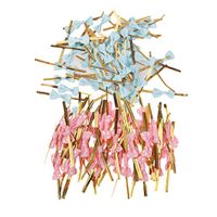 Baoblaze 100 Pieces 8 cm Metallic Bow Twist Ties for Wedding Party Sweets Candy Cello Bags Biscuit Sealing Decor Gift Wrapping Blue & Pink