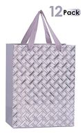 Premium Gift Bags Set with Ribbon Durable Handles for Men & Women –Sturdy & Beautiful Present Bags for Birthday, Christmas & Holiday Gifts, Eye Catching Design 9”x 7”x 4” 12 Pack (Silver)