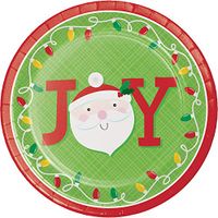 Creative Converting 332074 Santa and Friends Dinner Plates, Green