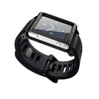 Charberry 2019 Black Aluminum Silicone Mix Multi-Touch Watch Band for iPod Nano 6/6th (A)