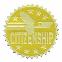 Self-Adhesive 1 3/4" Gold Foil Stamped Certificate Seals - Citizenship - 216 Total!