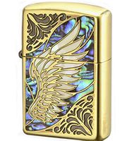 Zippo Armor Case Wing Arabesque Shell Inlay Both Sides Etching Japan Limited Brass