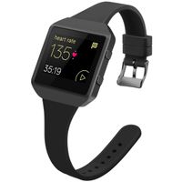YiJYi Slim Bands Compatible with Fitbit Blaze,Thinner Soft Silicone Band with Metal Frame Replacement Wristband for Women Men Small Large (Small(5.5"-7.5"), Black/Black Frame)