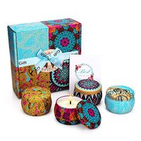 GLE2016 Scented Candles Gift Set, 100% Natural Soy Wax Candles 4.4 Oz Unit Portable Travel Tin Candles Women Gifts for Stress Relief and Aromatherapy Relaxation (4 PACK)(Classical Style)
