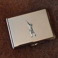 Really Useful Gifts Antique Pewter Hunting Shooter Shooting Emblem on a Cigarette Tin Case Gift