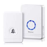 Wsdcam Wireless Doorbell for Home Classroom Office Business, 1300ft Long Range, Adjustable Volume 48 Chimes with LED Flash Plug in Door Chime Receiver & 10-Year Battery Life Waterproof Doorbell Button