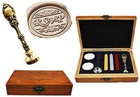 MNYR Vintage RSVP Barque Decorative Luxury Wood Box Bronze Metal Peacock Wedding Invitations Gift Cards Paper Stationary Envelope Custom Wax Seal Sealing Stamp Sticks Melting Spoon Wood Gift Box
