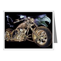 Note Card Eagle Lightning and Motorcycle