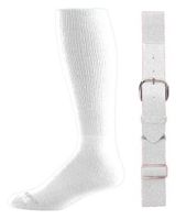 Joe's USA - Baseball Socks & Belt Combo Set (All Sizes & Colors Available) (White, Youth (7-9))